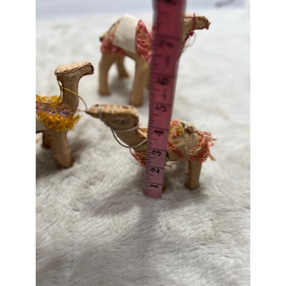 Handcrafted Camel Figurines With Colorful Fringe Decor set of 3 - Picture 11 of 12